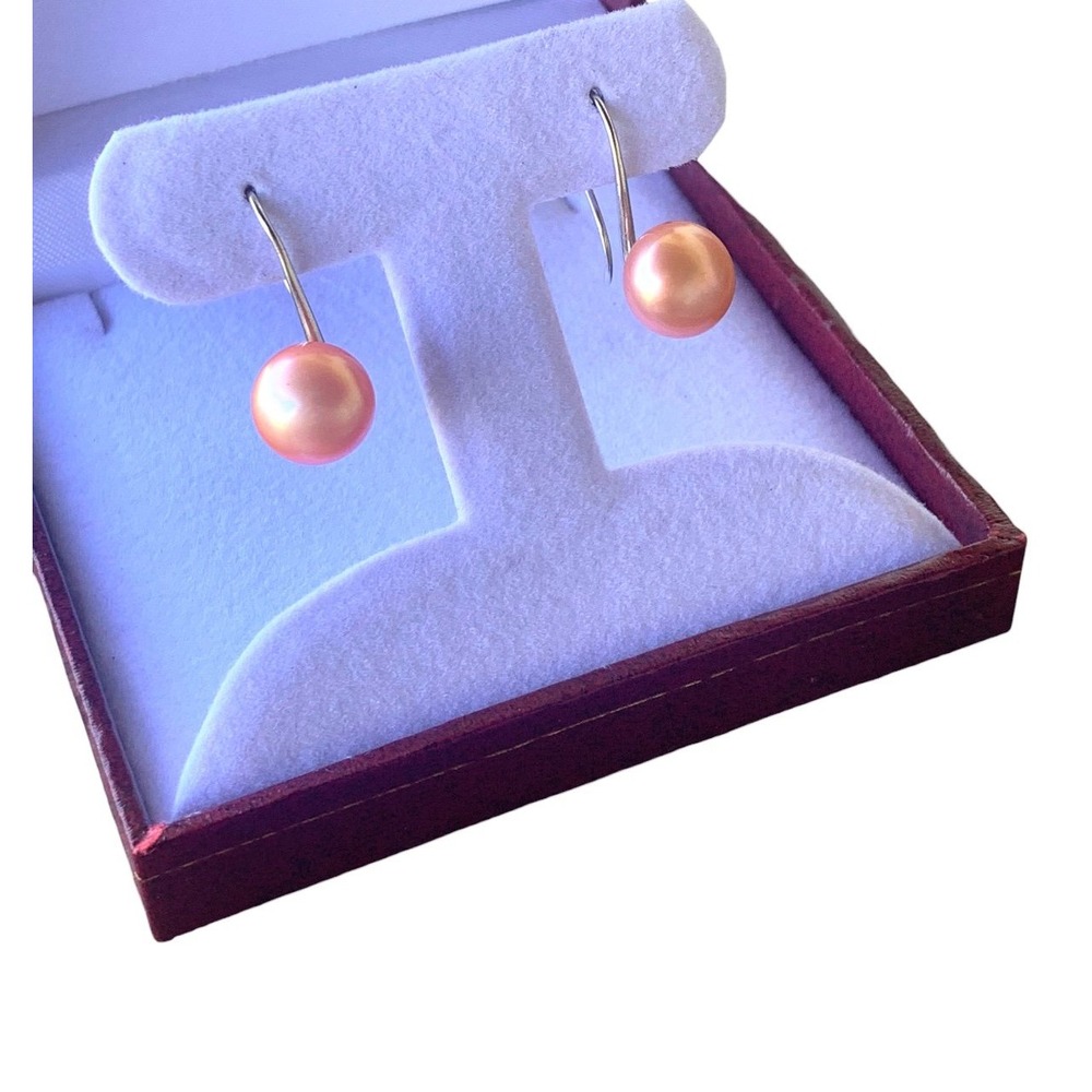 Sterling silver peach coral honora pearl earrings